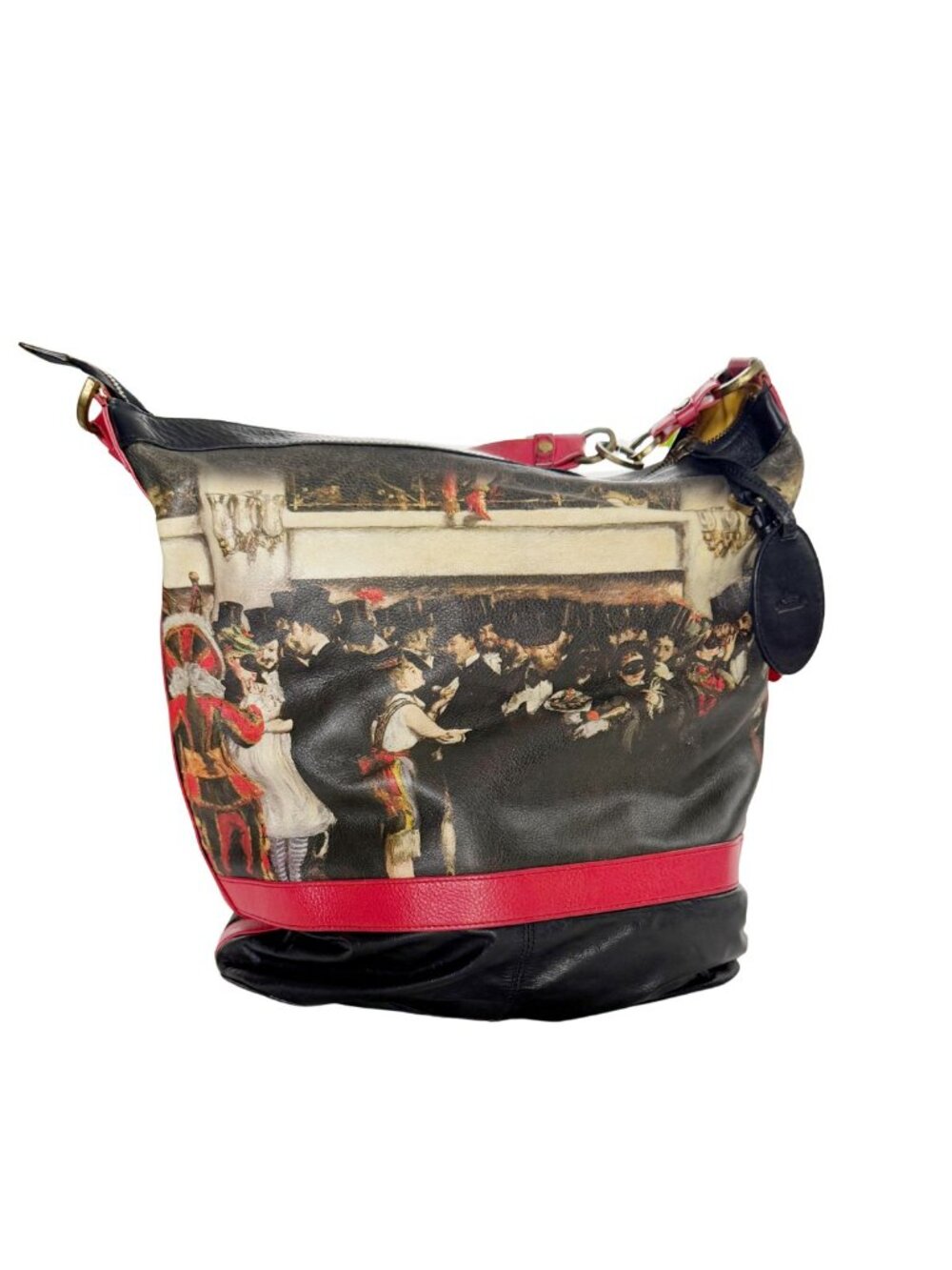 ICON Los Angeles Vintage Leather Art Print Hobo Bag Red Black Wearable Art